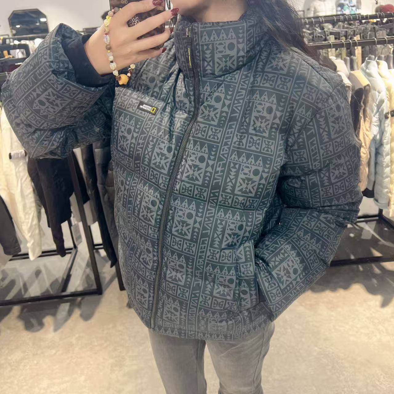 韓國 National Geographic Rayman Short-Length Pattern Duck Down Jumper (鴨絨)【NG056】