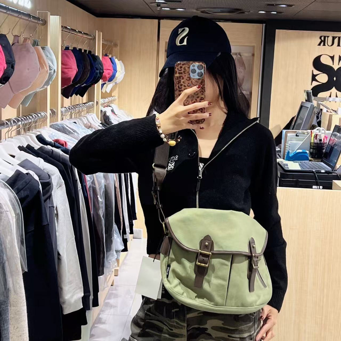 韓國 Satur Classic Canvas Shoulder Bag【SR240】