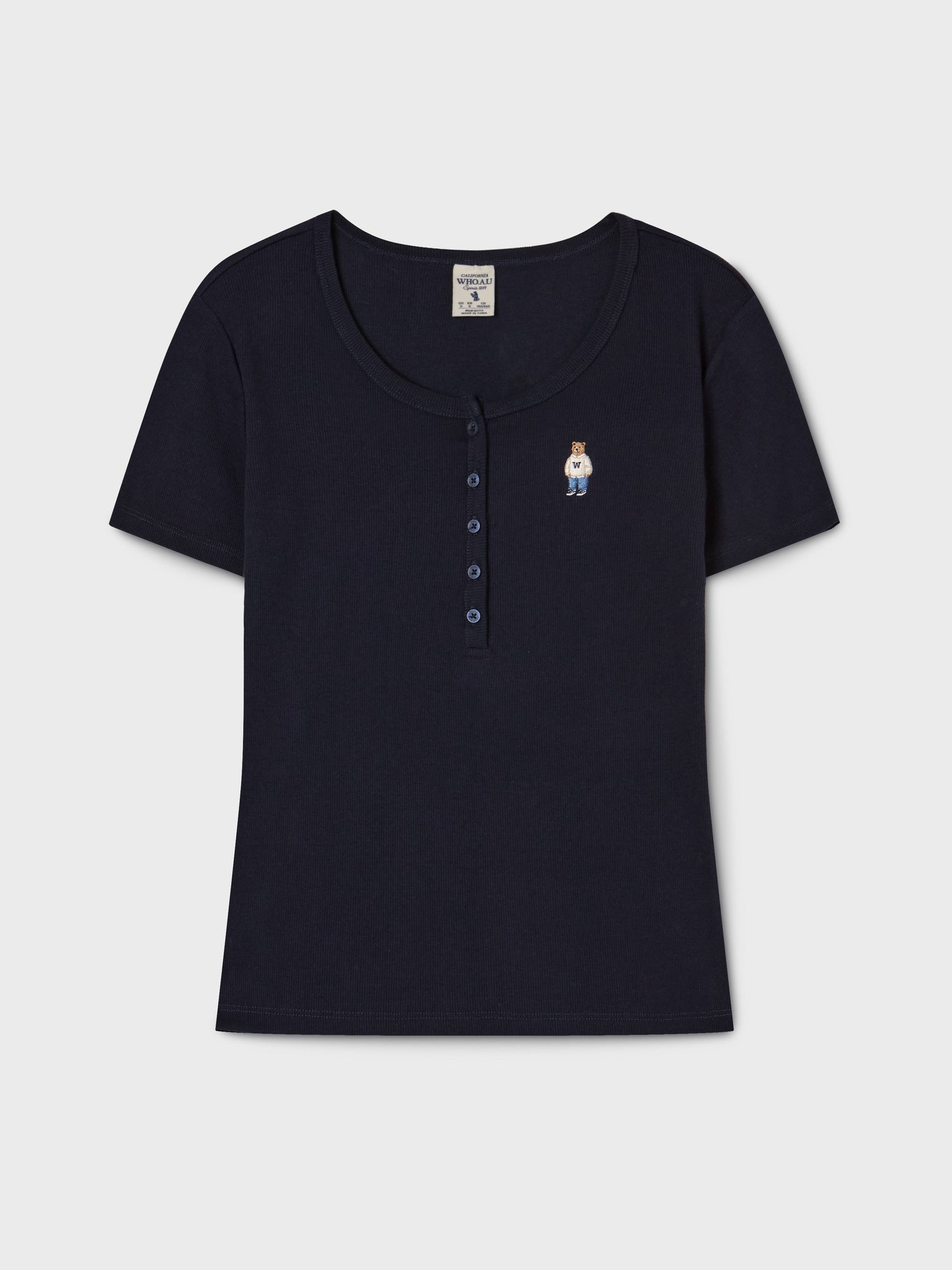 韓國 WhoAU Steve Ribbed Henry Neck T-shirt【WA269】