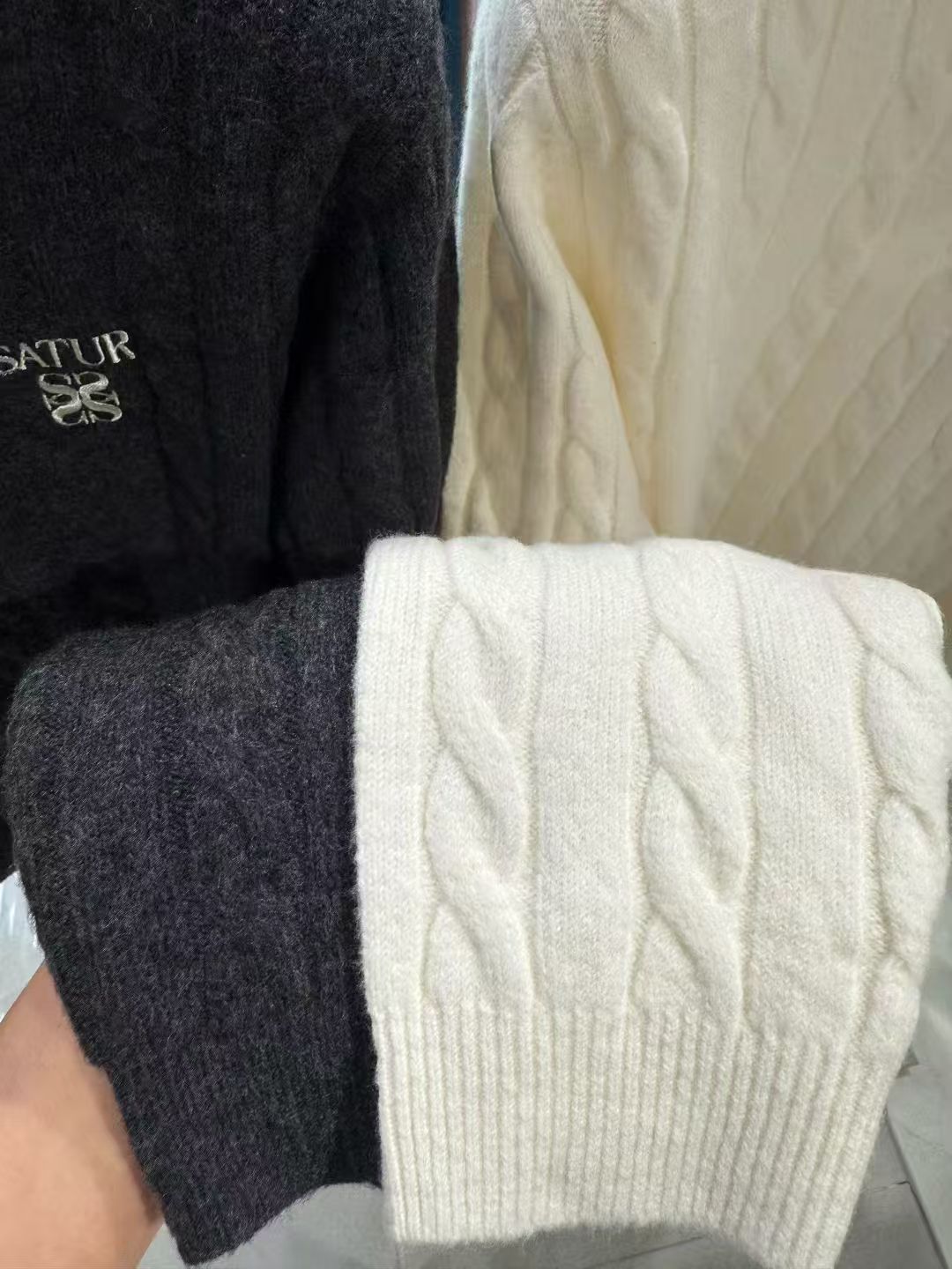 韓國 Satur (W) Soft Touch Cable Crew Neck Knit【SR142】