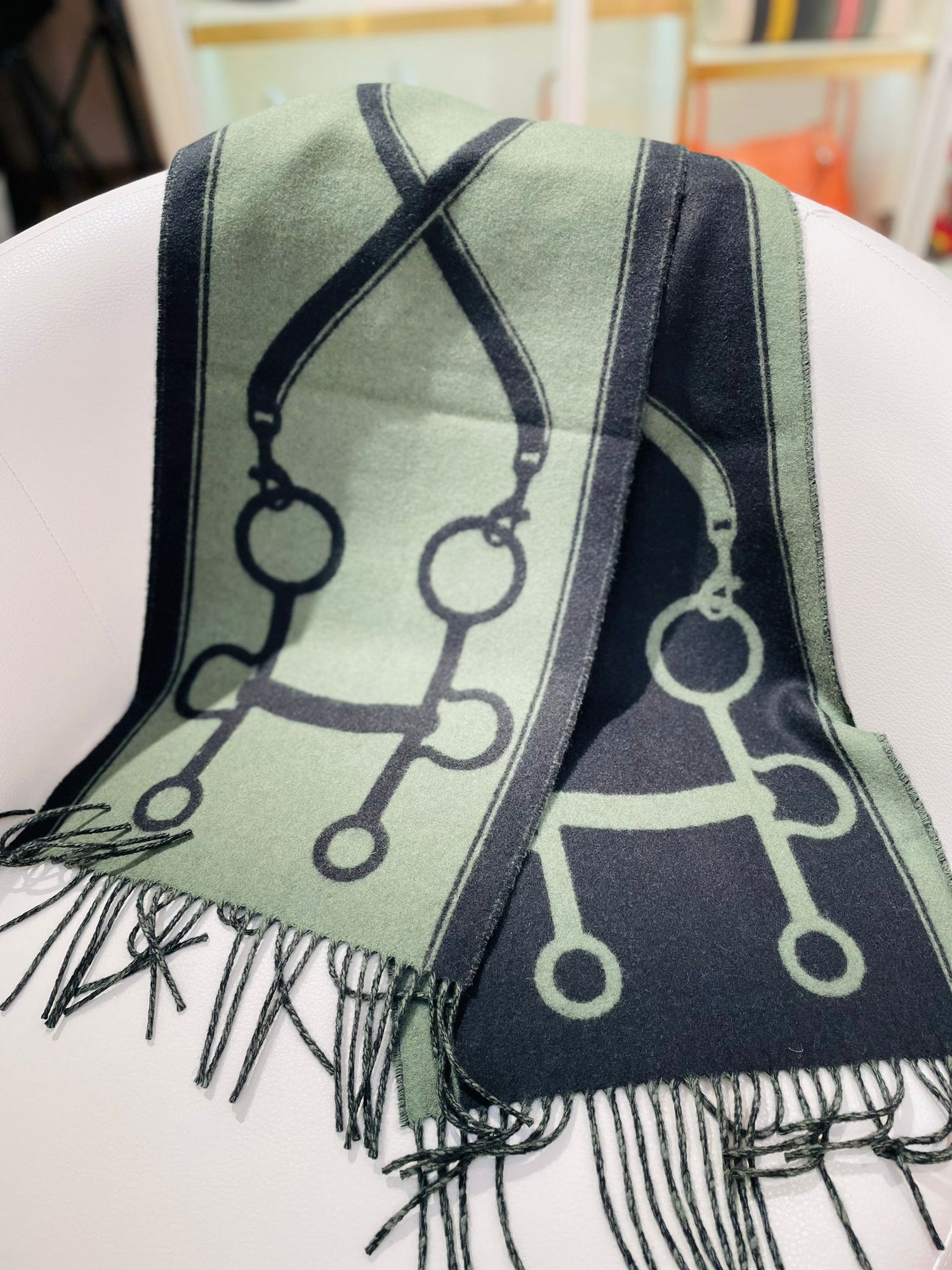 全新 愛馬仕純羊絨圍巾 160X30CM 紅色 【JS505】