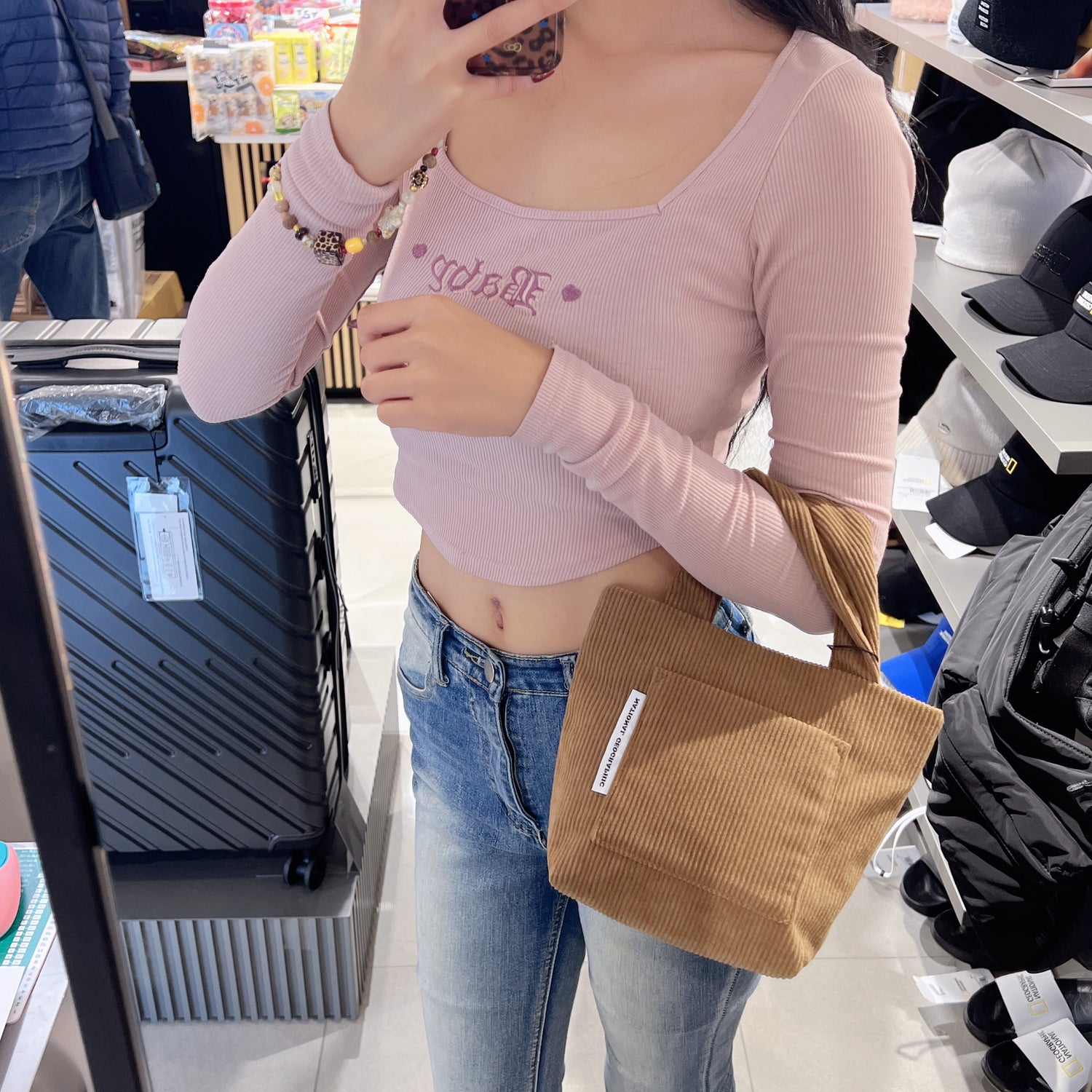 韓國 National Geographic Corduroy Mini Tote Bag【NG154】
