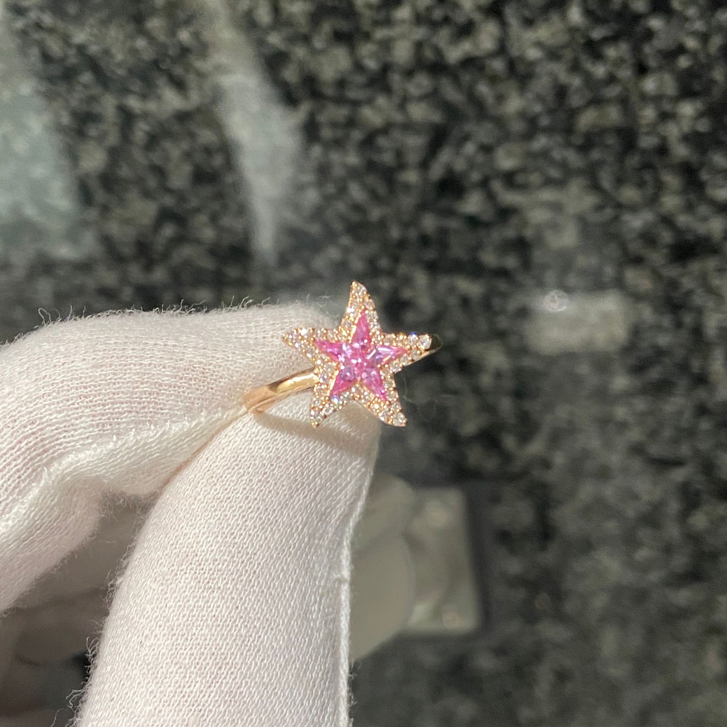 日本直送 粉藍寶海星鑽石戒指【JS379】