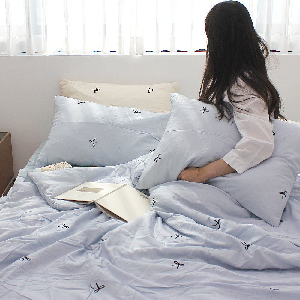 韓國 浪滿六月法式蝴蝶刺繡結莫代爾(無花邊)【SM418】