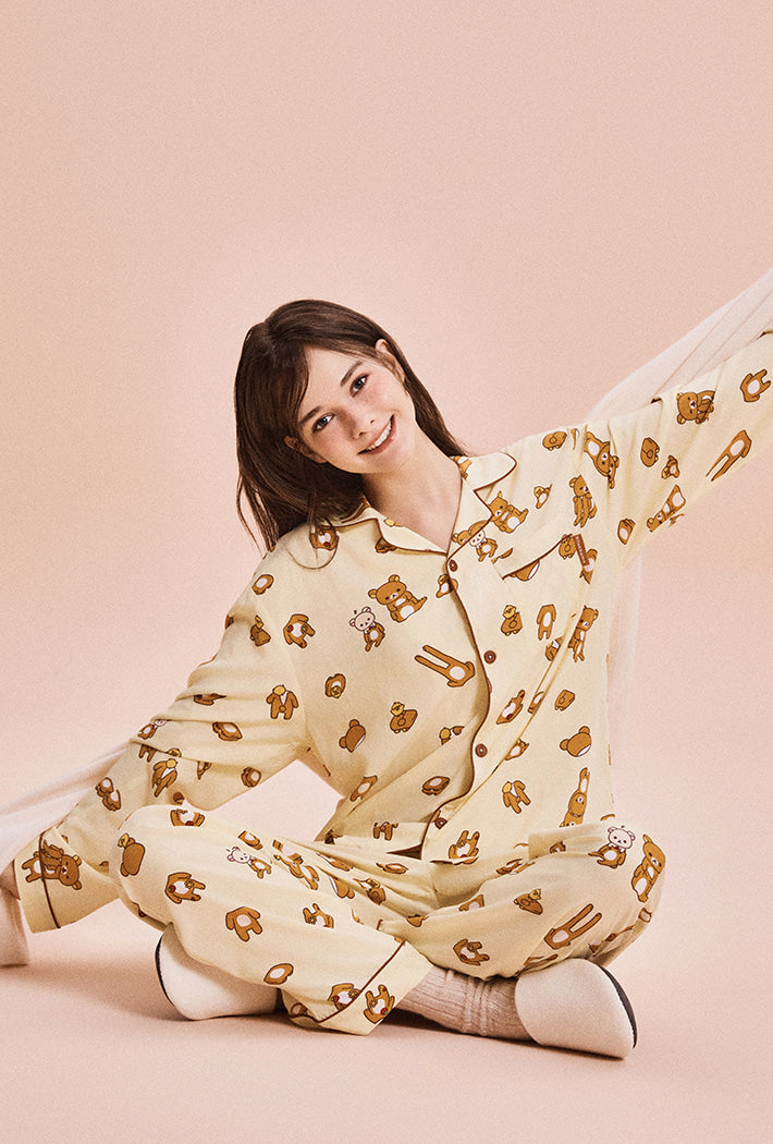 韓國 SPAO Kuma's Free Time Long-Sleeved Pajamas【SP328】