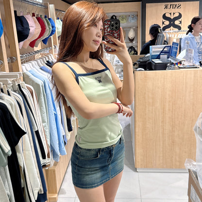 韓國 Satur Apero Logo Solid Sleeveless Top【SR106】