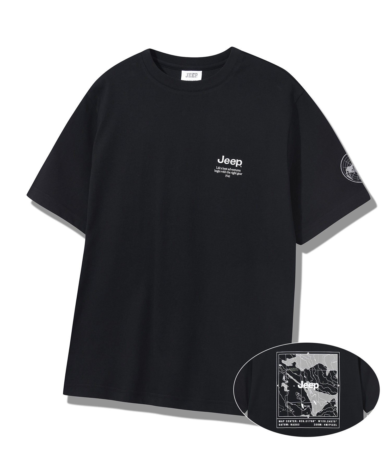 韓國 Jeep Earth Embroidered Print T-Shirt【JP037】