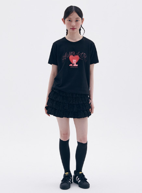 韓國 Ambler Sensuous Bear Graphic Semi-Crop Short Sleeve T-Shirt【AR117】