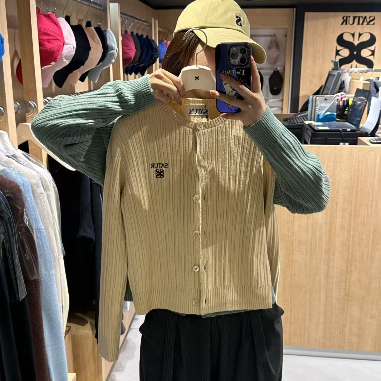 韓國 Satur Fleece Crew Neck Cardigan【SR178】