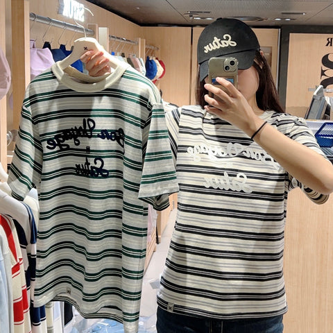 韓國 Satur Bon Voyage Stripe Ringer T-Shirt【SR100】