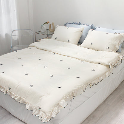 韓國 法式花邊蝴蝶刺繡結莫代爾(有花邊)【SM404】