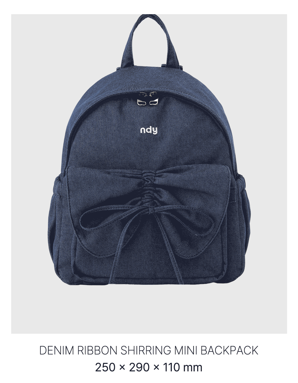 韓國 Nerdy Denim Ribbon Shirring Mini Backpack【NY086】