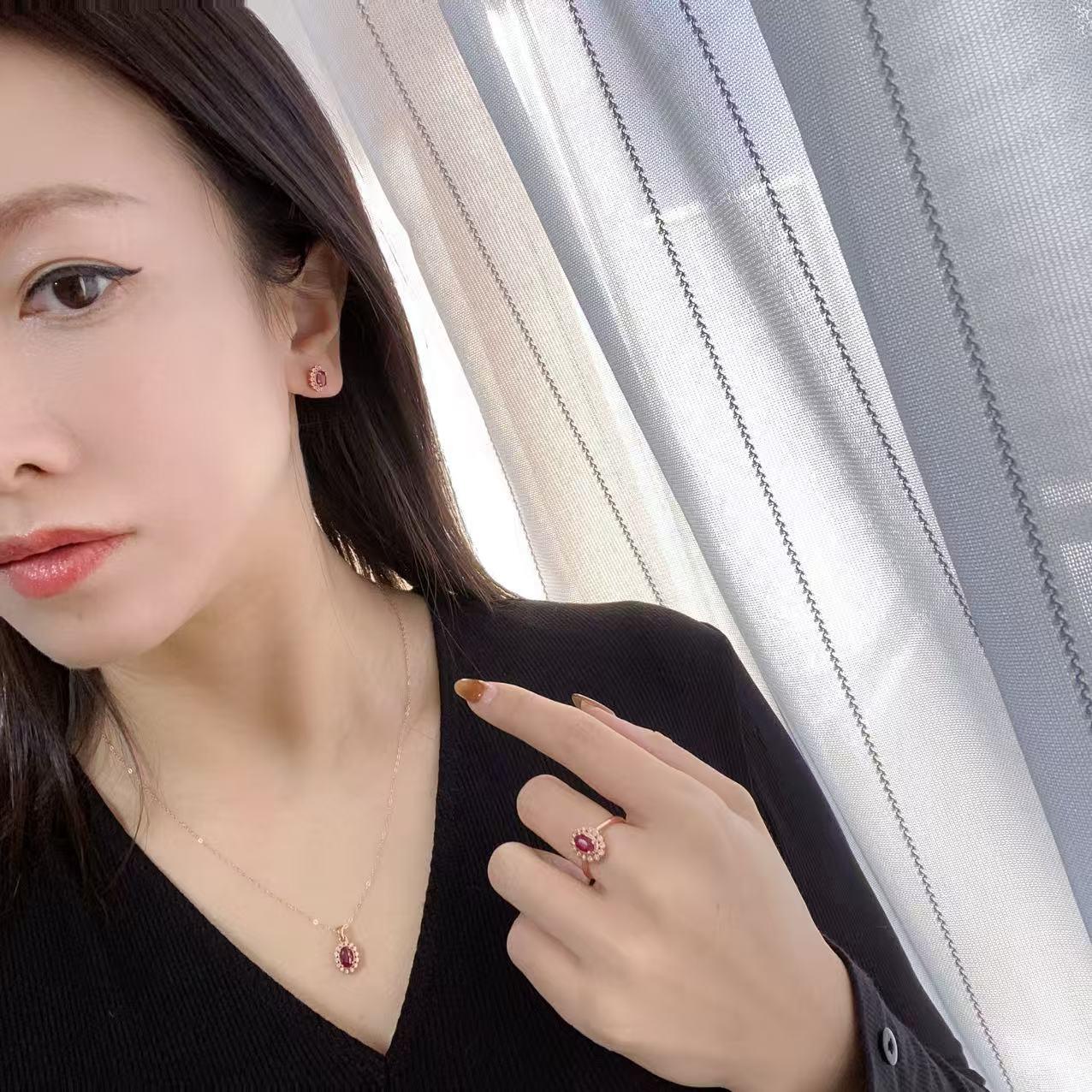 日本直送 天然紅寶石銀鑲項鍊【JS341】