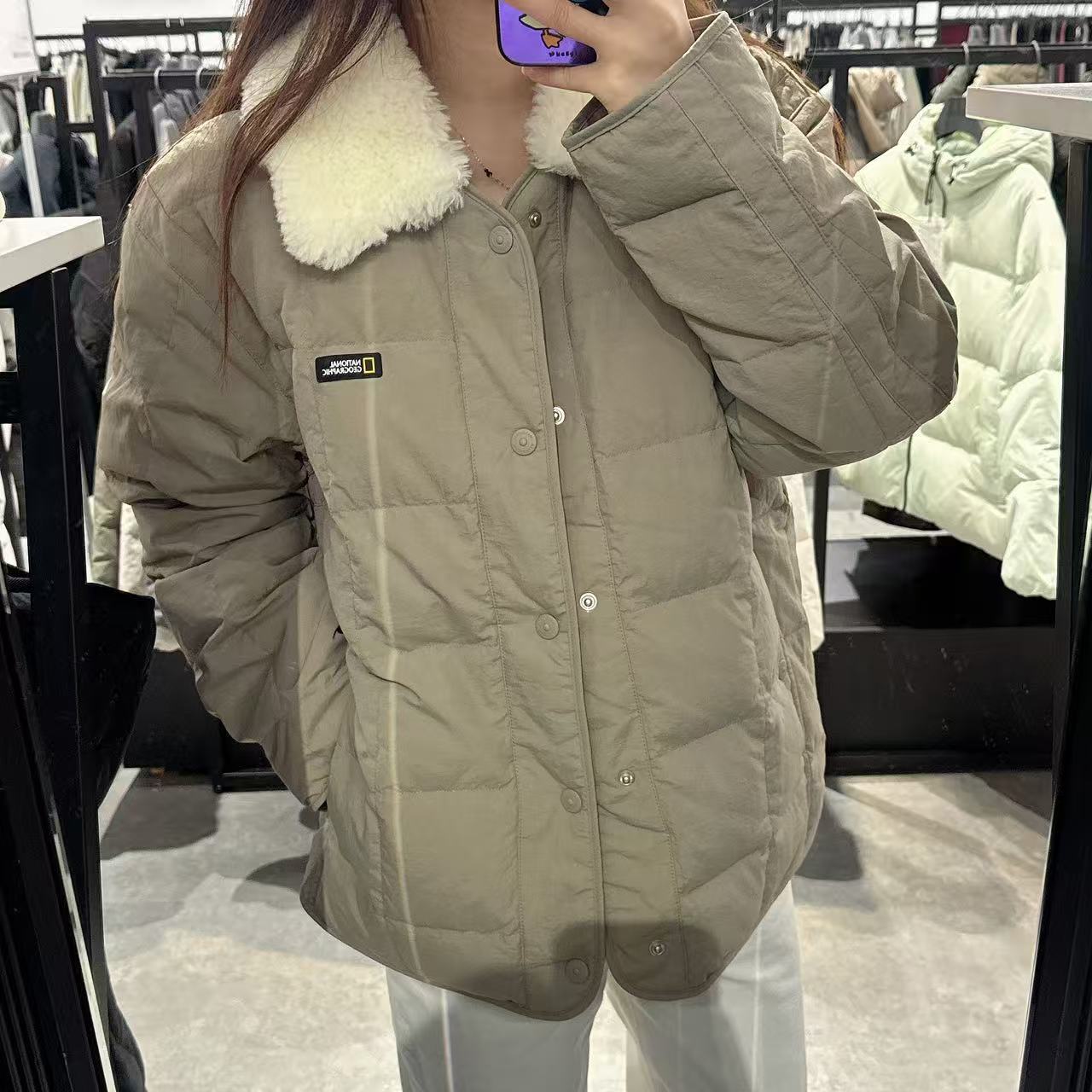 韓國 National Geographic Collar Buckle Neck Down Jumper (鵝絨)【NG100】