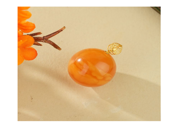 琥珀18K花蠟圓珠吊墜【SE675】