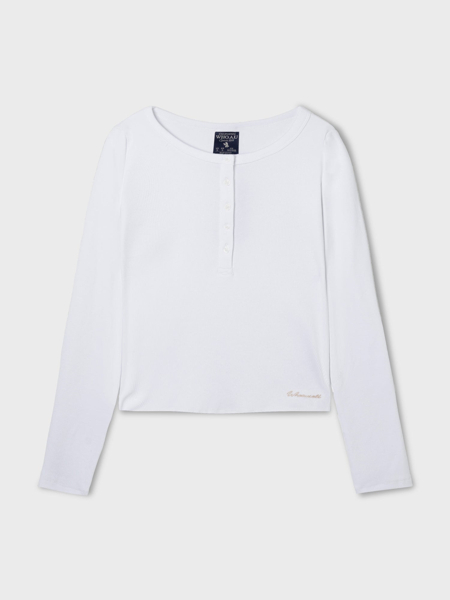 韓國 Who.A.U Ribbed Henry Neck T-shirt【WA220】