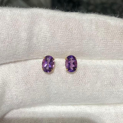 日本直送 薰衣草紫晶18K金耳钉【JS358】