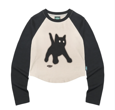 韓國 Video Jockey KITTYKITTY BANGBANG CROP RAGLAN LS T-SHIRTS【VJ004】