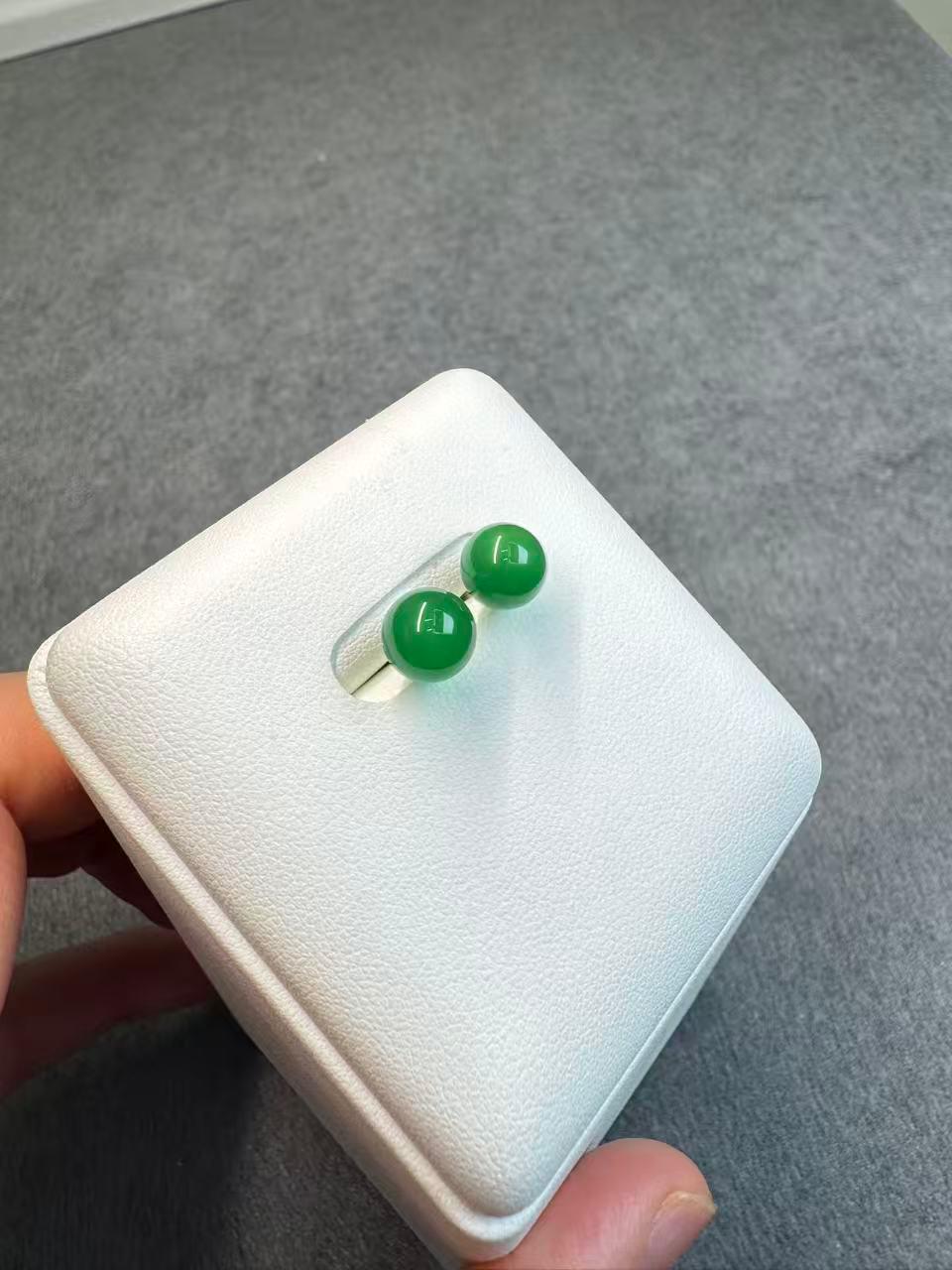 日本直送 綠瑪瑙耳釘【JS432】