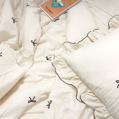 韓國 法式花邊蝴蝶刺繡結莫代爾(有花邊)【SM404】