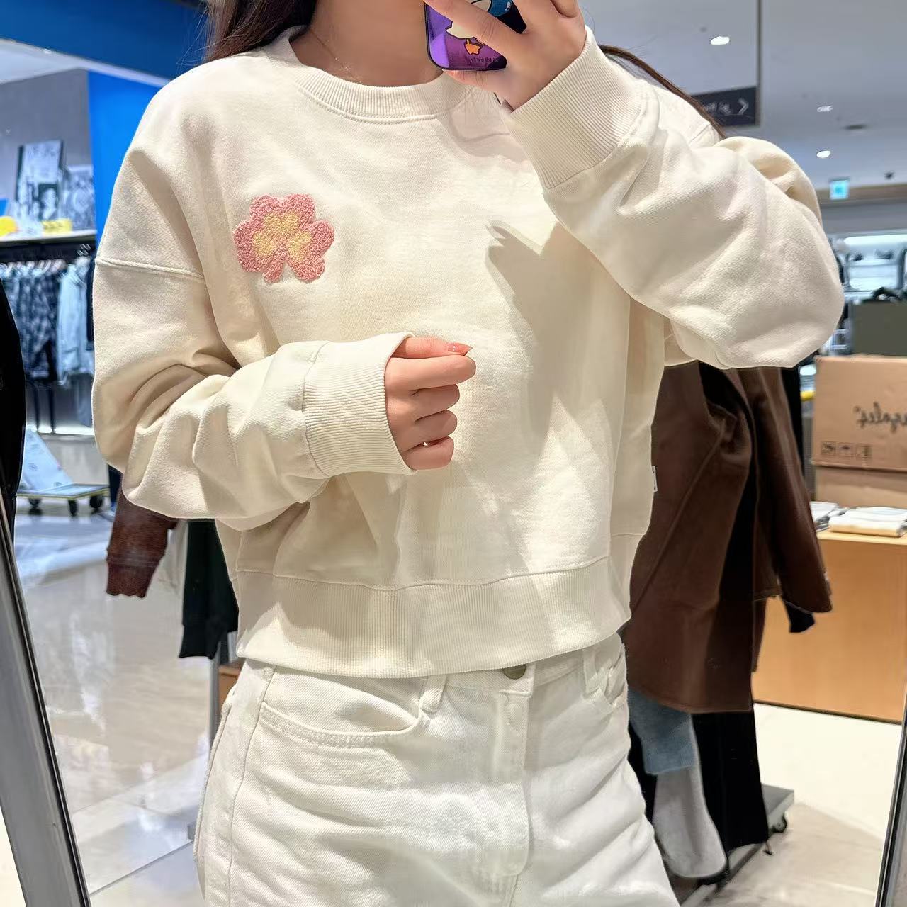 韓國 Mark Gonzales Women's Club Boucle Embroidery Sweatshirt【MG195】