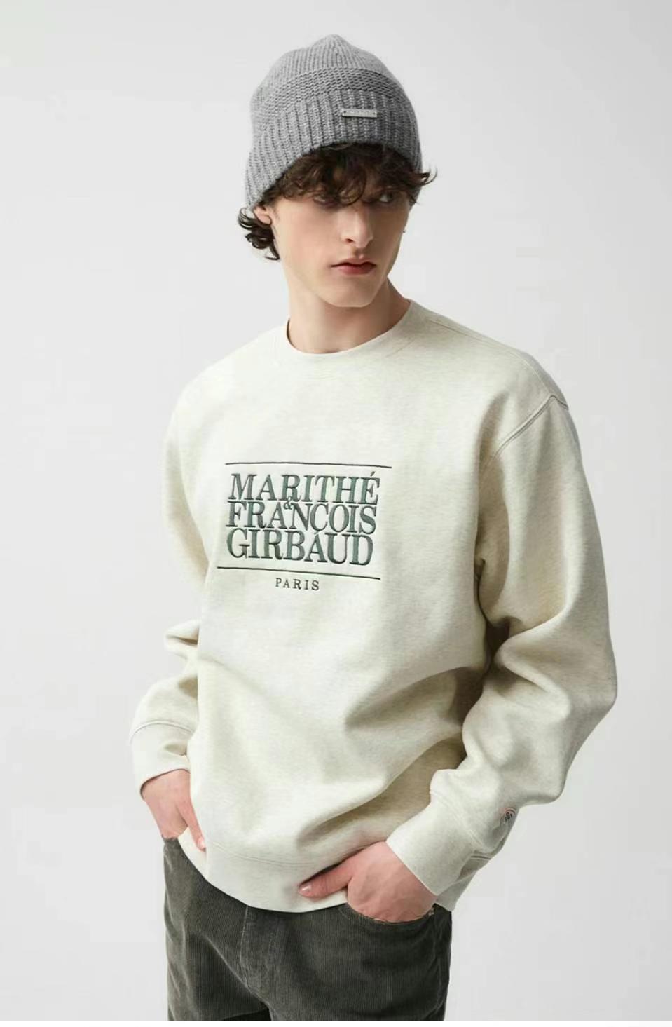 韓國 Marithe Francois Girbaud Classic Logo Embroidery Sweatshirt Brushed