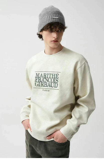 韓國 Marithe Francois Girbaud Classic Logo Embroidery Sweatshirt Brushed