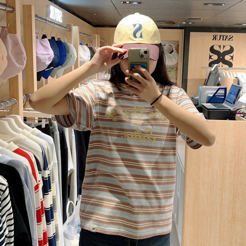 韓國 Satur Bon Voyage Stripe Ringer T-Shirt【SR100】