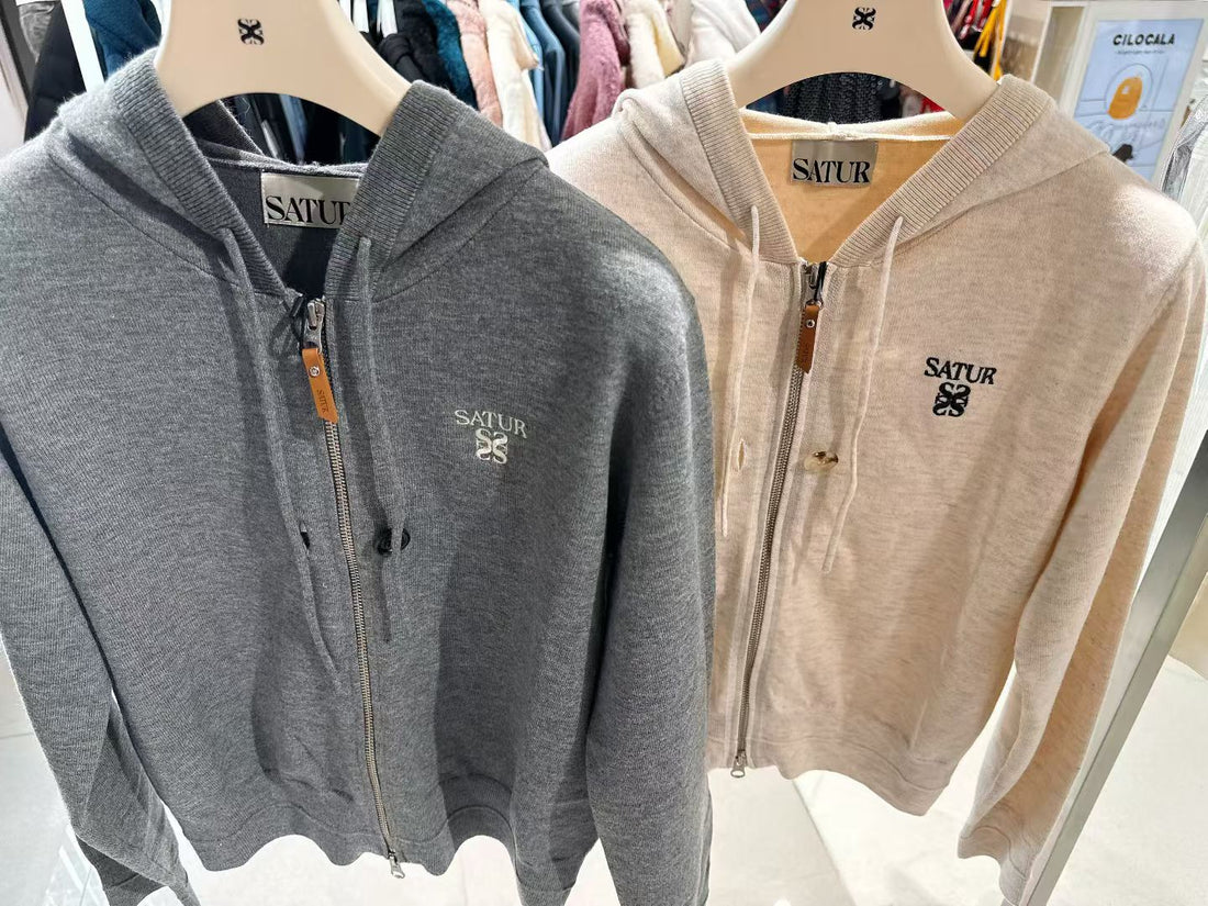 韓國 Satur (W) Classic Knit Hooded Zip-Up【SR138】