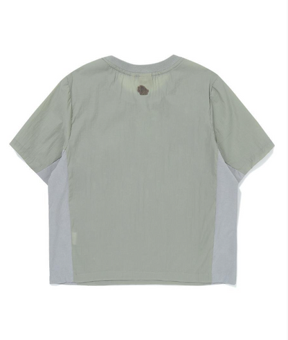 韓國 BBC Pocket Color Block Woven Round T-shirt【BC078】