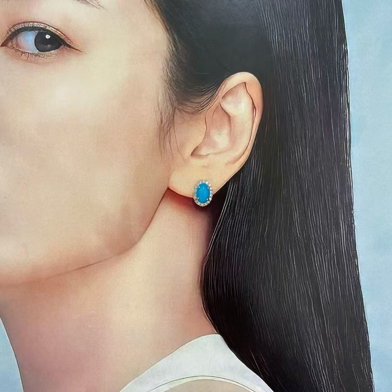 日本直送 綠松鑽石耳釘【JS403】