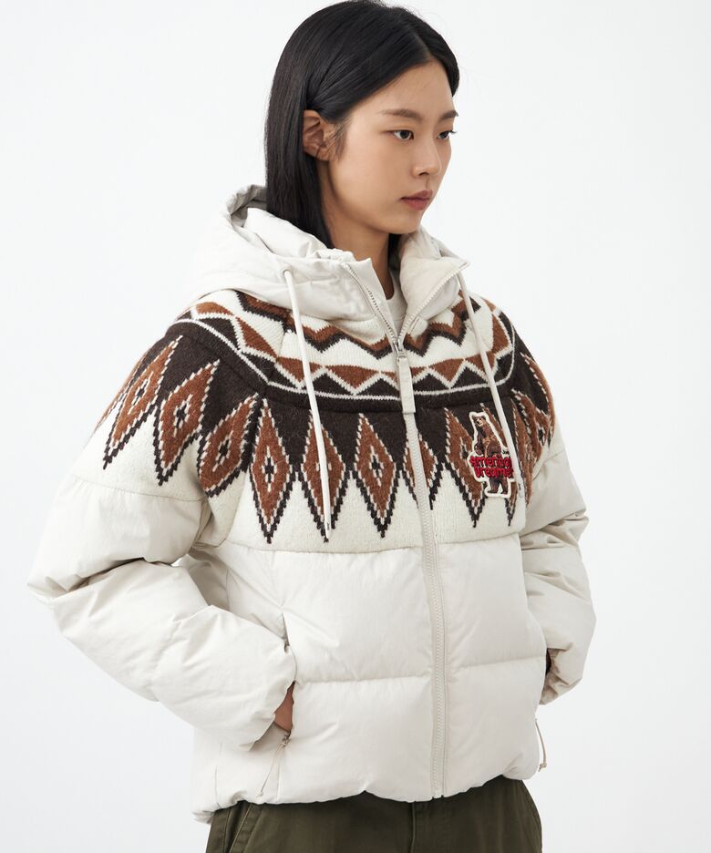 韓國 Jeep Women's Snow Nordic Knit Down Jumper【JP007】