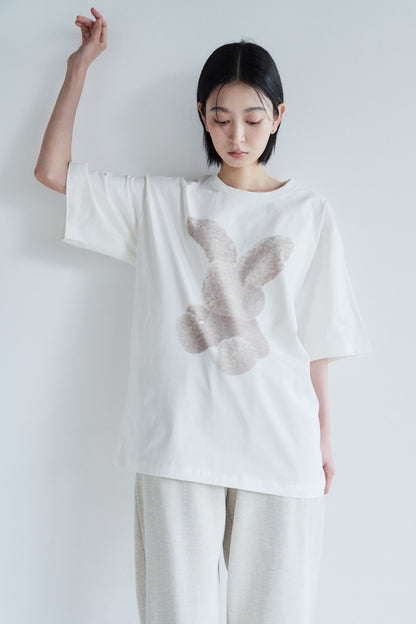 韓國 ADLV CREAM FUZZY RABBIT SHORT SLEEVE T-SHIRT【AD010】