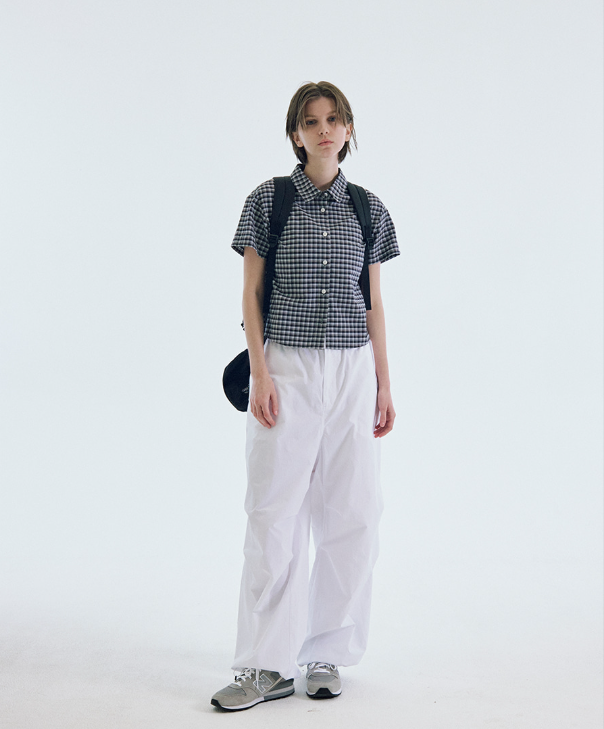 韓國 Markm Women's Cotton Check Short Sleeve Shirt【MA170】