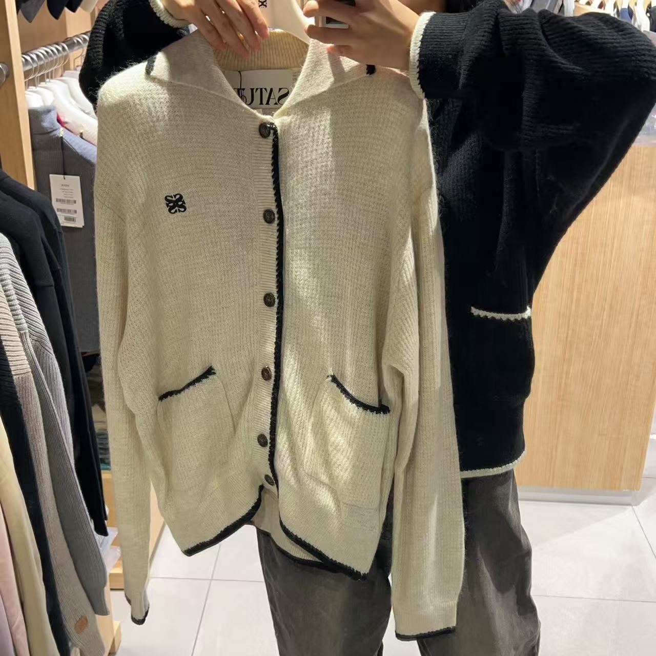 韓國 Satur Bluff Raccoon Collar Knit Cardigan【SR165】