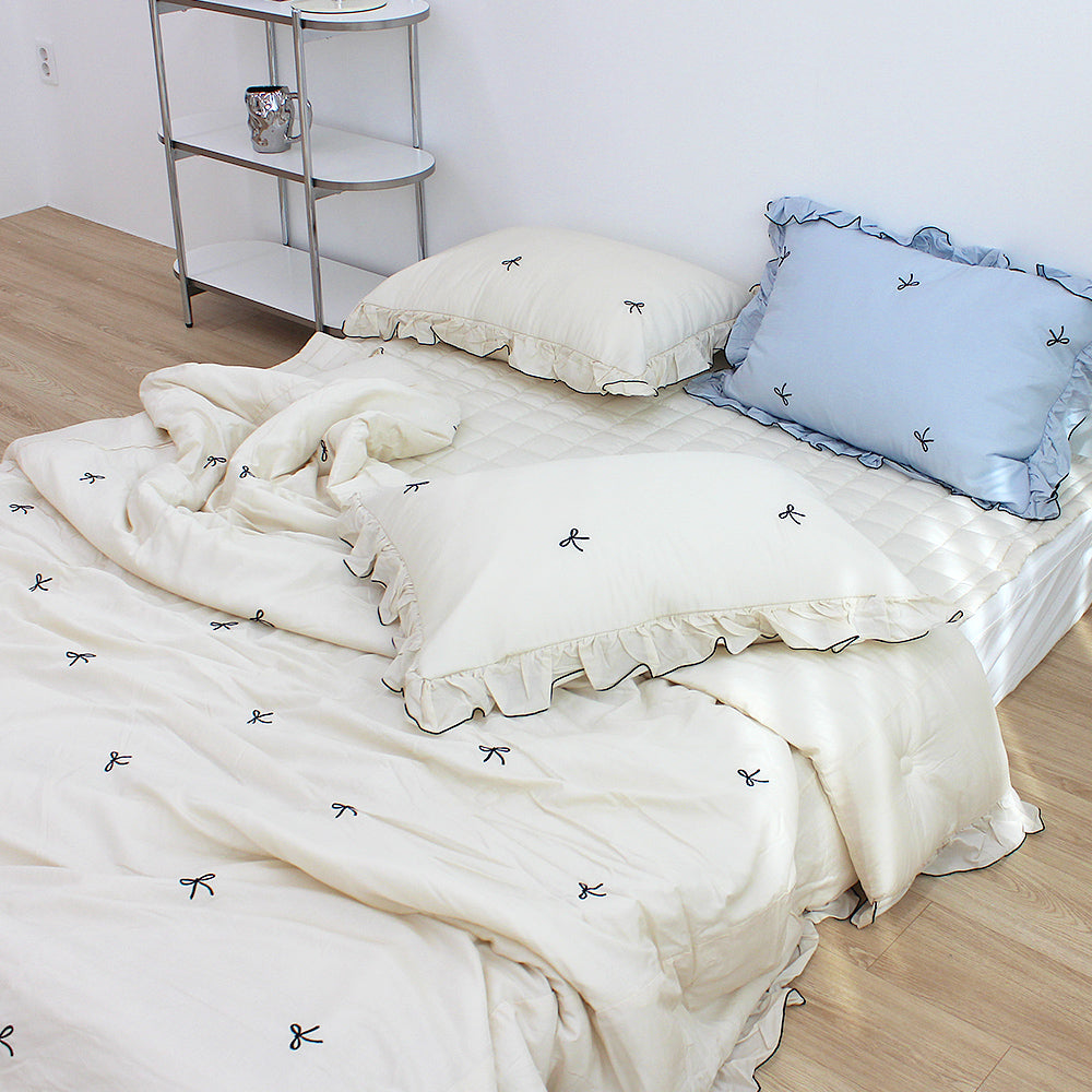 韓國 法式花邊蝴蝶刺繡結莫代爾(有花邊)【SM404】