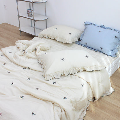 韓國 法式花邊蝴蝶刺繡結莫代爾(有花邊)【SM404】