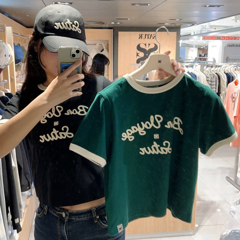 韓國 Satur Bon Voyage Ringer T-Shirt【SR092】