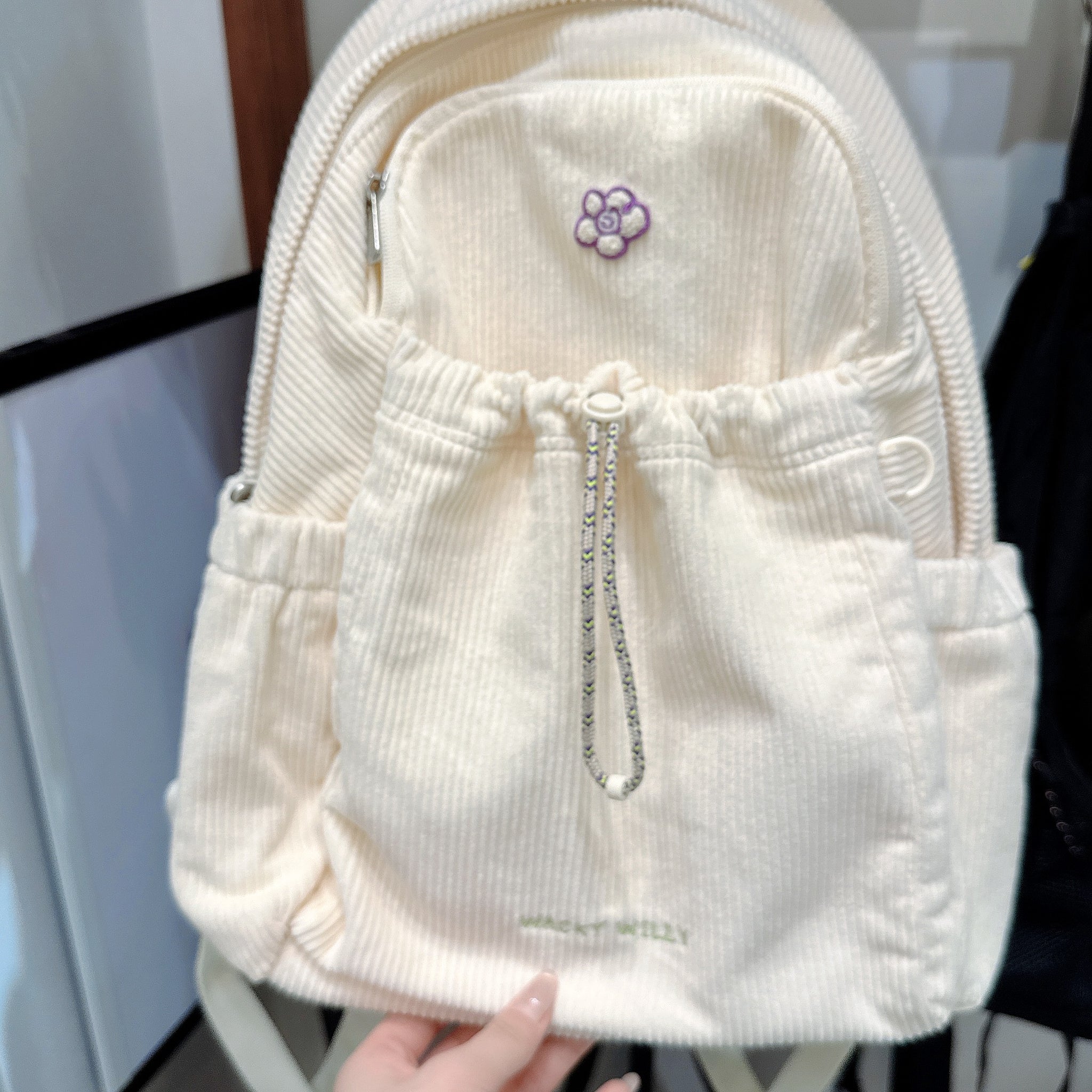 韓國 Wacky Willy Women's Lily Wappen Corduroy Backpack【WW055】