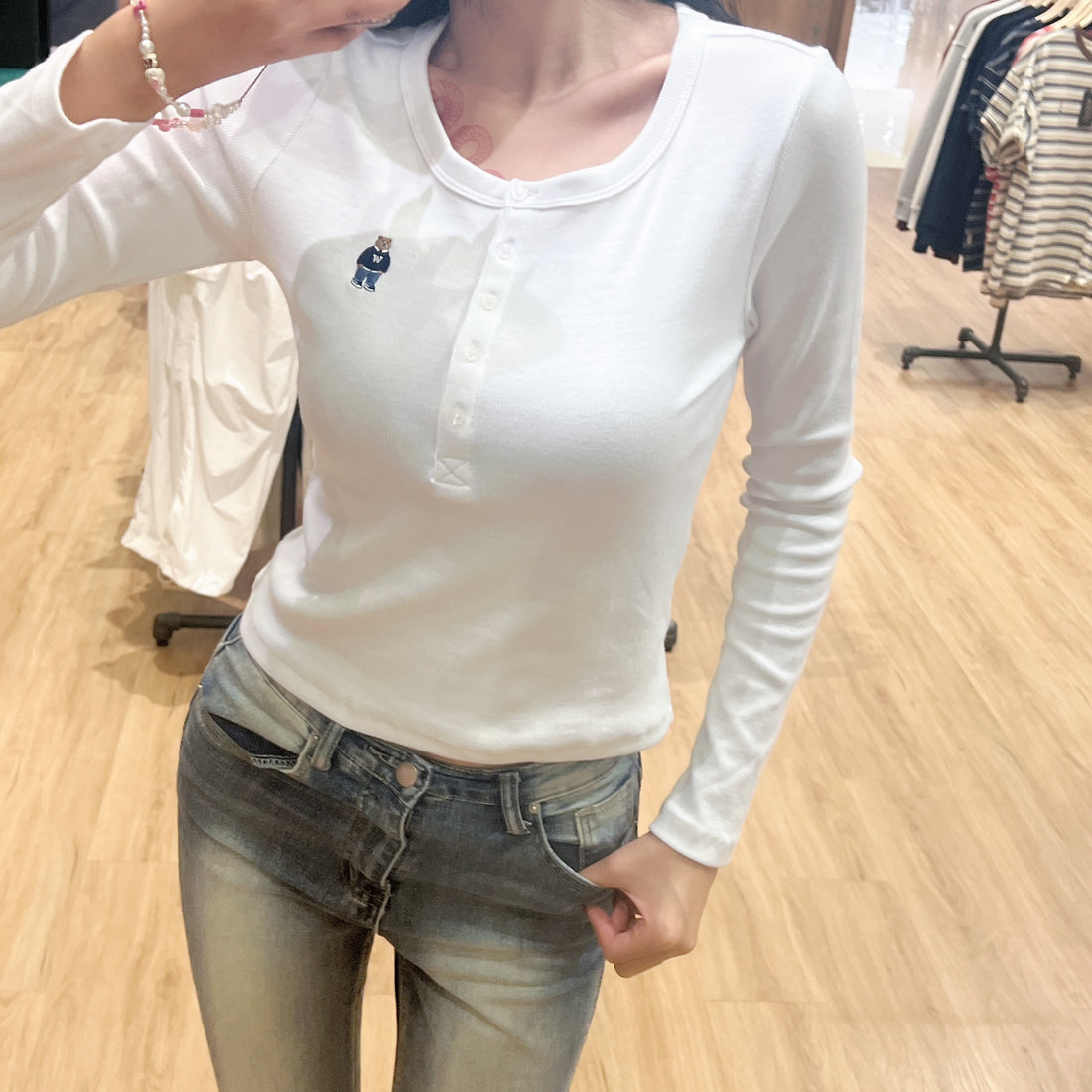 韓國 Who.A.U Steve Henry Neck T-Shirt【WA195】