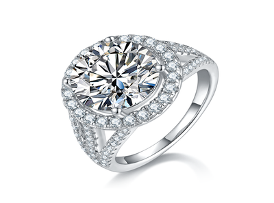 莫桑鑽 S925银經典圓包5.0克拉戒指【SM1277】