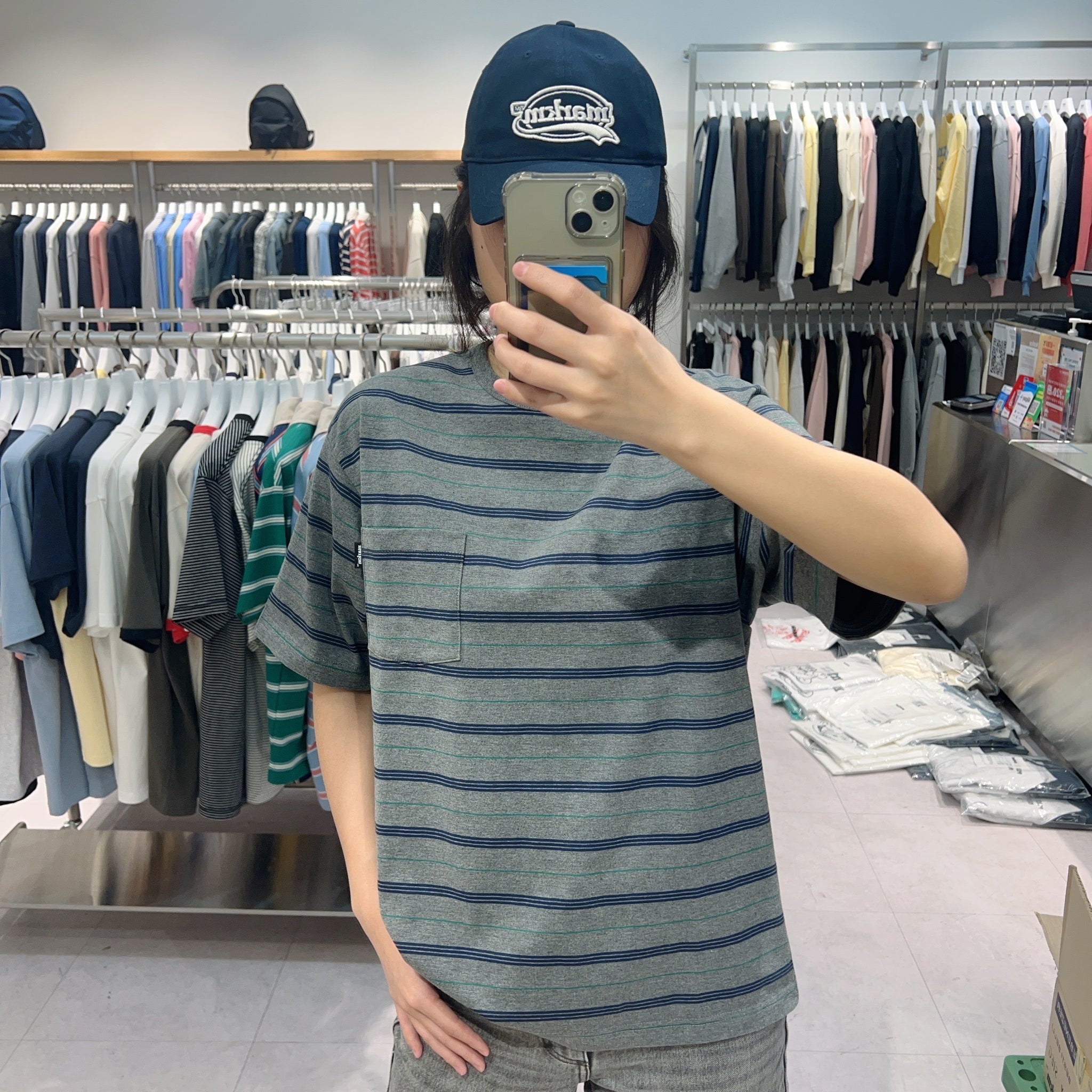 韓國 Markm STRIPE POCKET T-SHIRT【MA138】