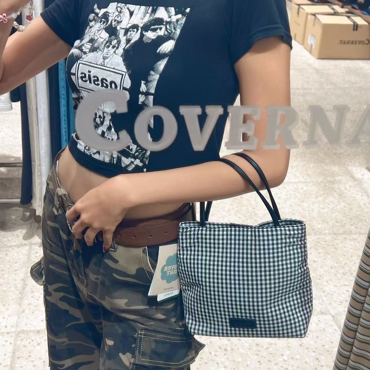 韓國 Covernat Cloverheart Daily Check Tote Bag【CO025】