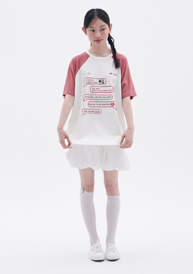 韓國 Ambler I LOVE HOME Raglan Embroidered Short Sleeve T-Shirt【AR110】