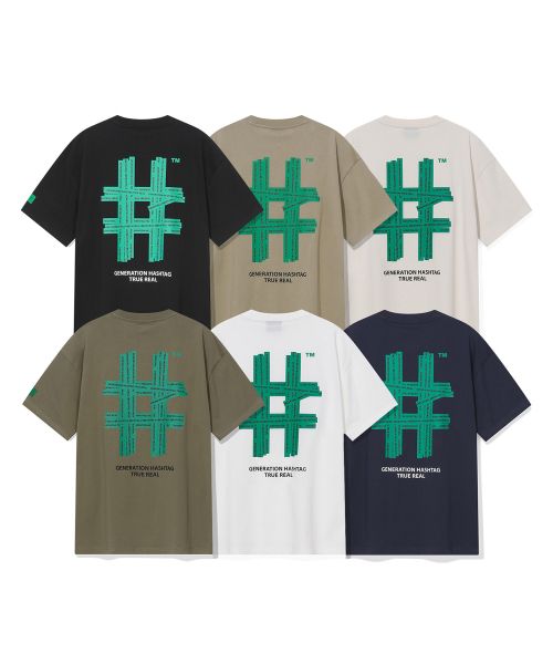 韓國 Beentrill Green Taping Hashtag T-Shirt【BL007】