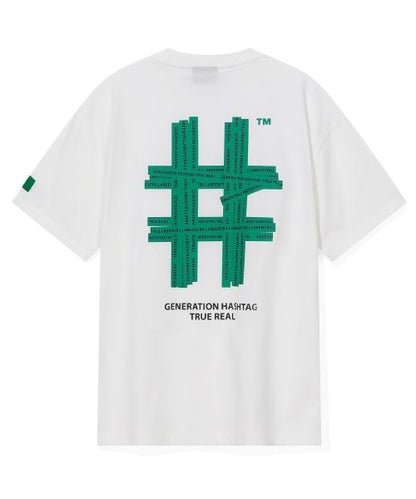 韓國 Beentrill Green Taping Hashtag T-Shirt【BL007】
