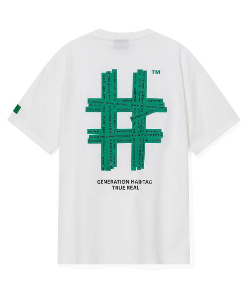 韓國 Beentrill Green Taping Hashtag T-Shirt【BL007】