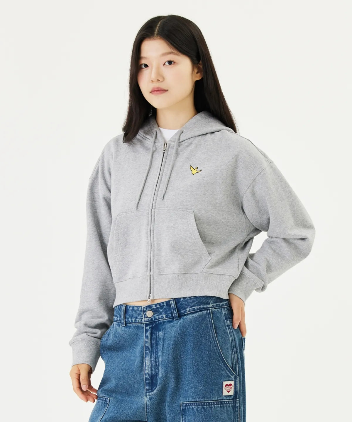 韓國 Mark Gonzales Angel Embroidered Women's Crop Hoodie【MG102】