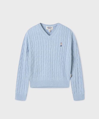 韓國 WhoAU Steve V-neck Cable Sweater【WA186】