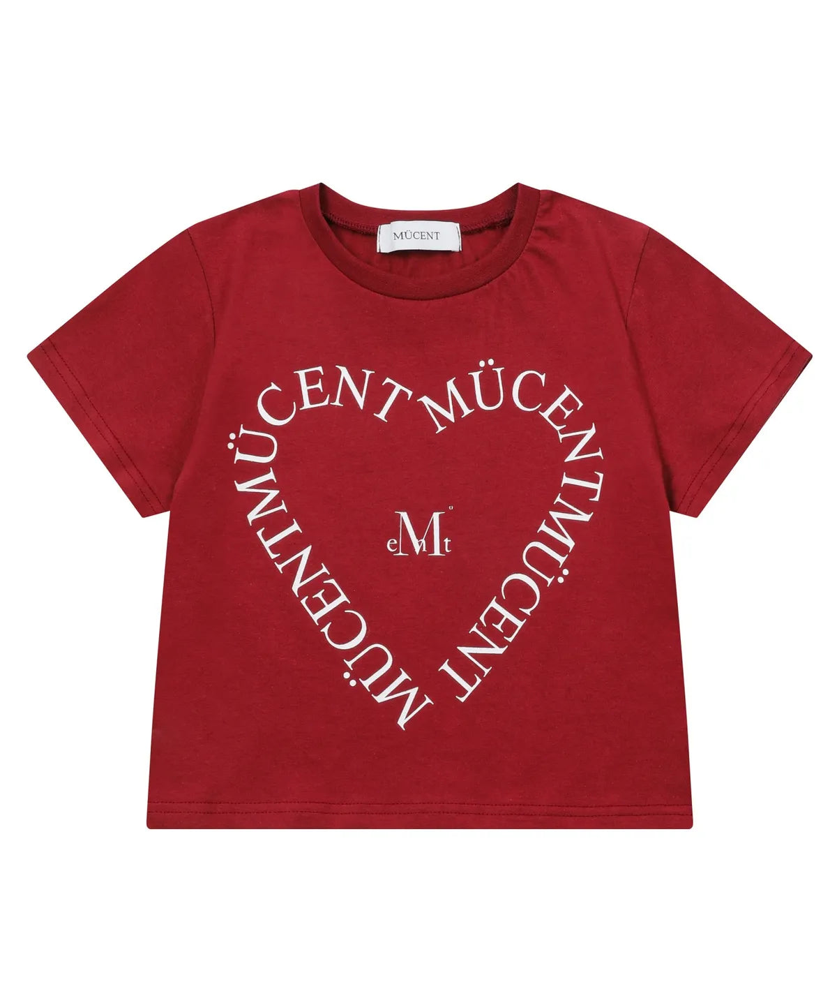 韓國 Mucent Heart Lettering Half T-Shirt【MU018】